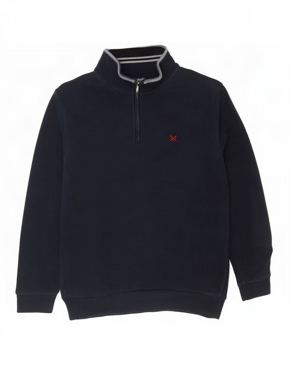 Crew Clothing Pull à col zippé pour homme en coton bleu marine Taille L