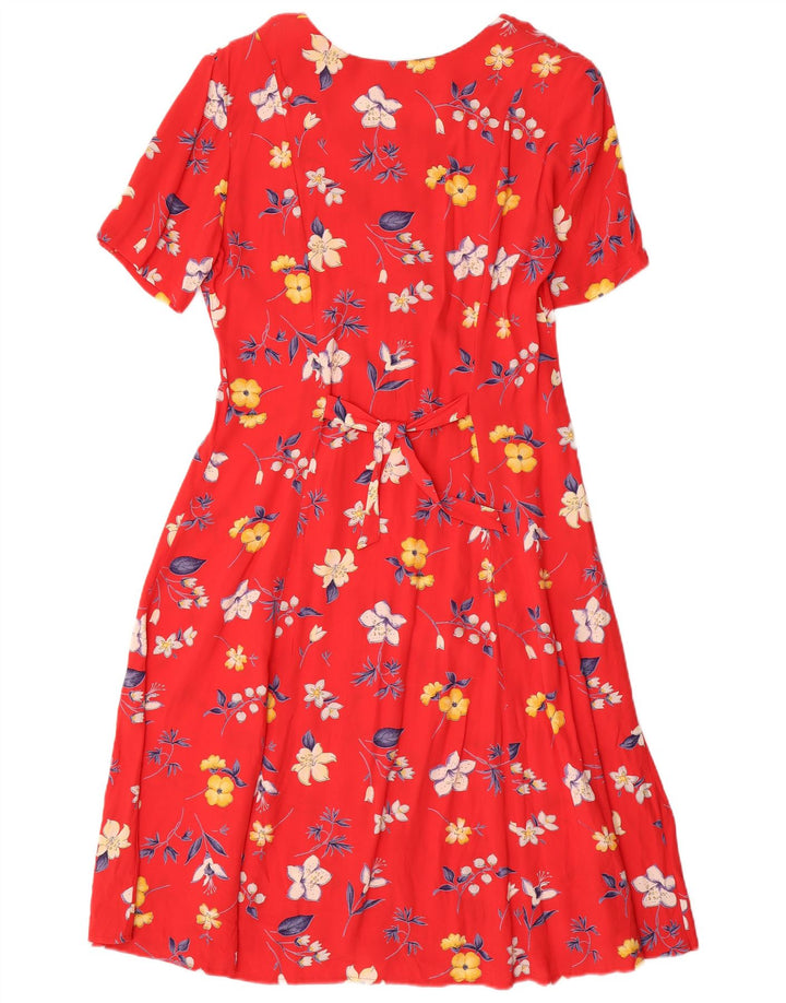 Vilona Moda Robe trapèze pour femme EU 38 Viscose florale rouge moyen