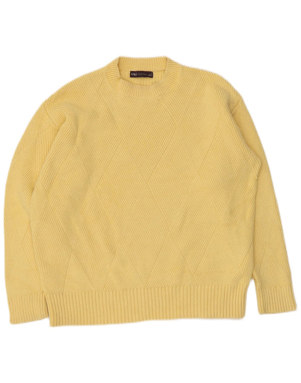 Marks & Spencer Pull à col rond pour femme UK 14 Coton jaune moyen