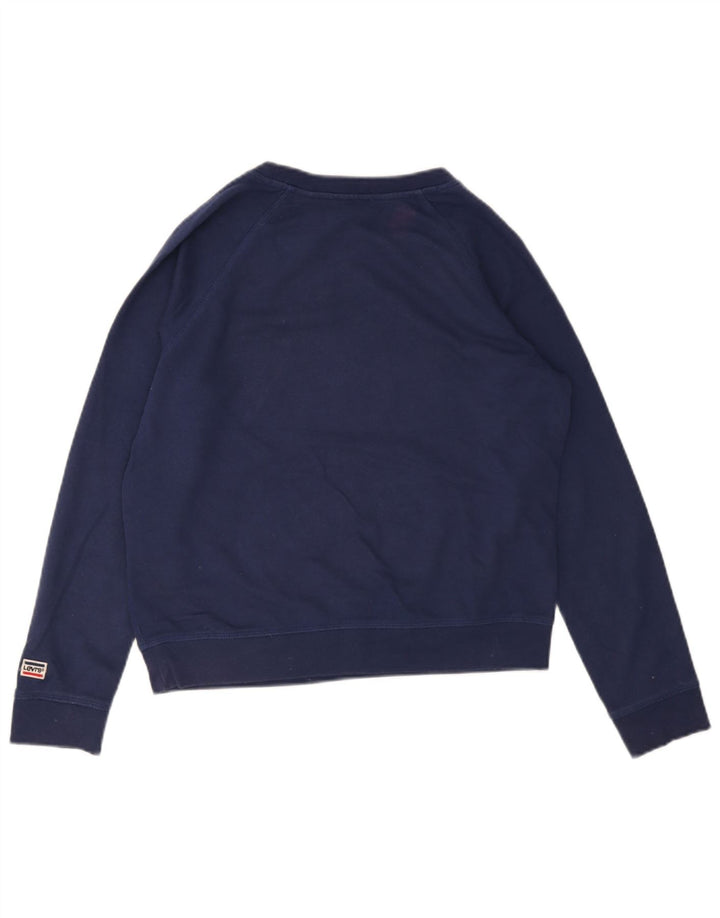 Levi's Sweat-Shirt Graphique Femme UK 14 Bleu Marine Moyen Coton