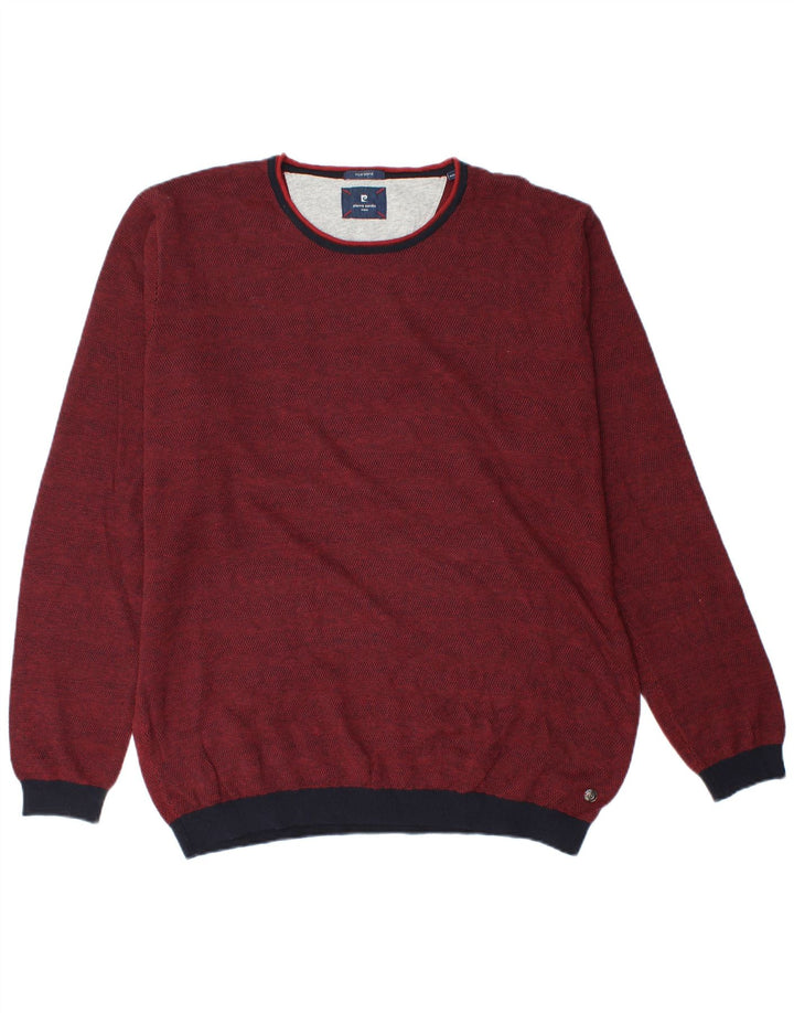 Pierre Cardin Mens Crew Neck Jumper Sweater 2XL Maroon Cotton