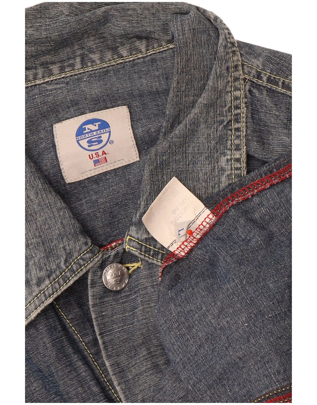 North Sails Veste en jean pour homme UK 40 Large Bleu marine Coton