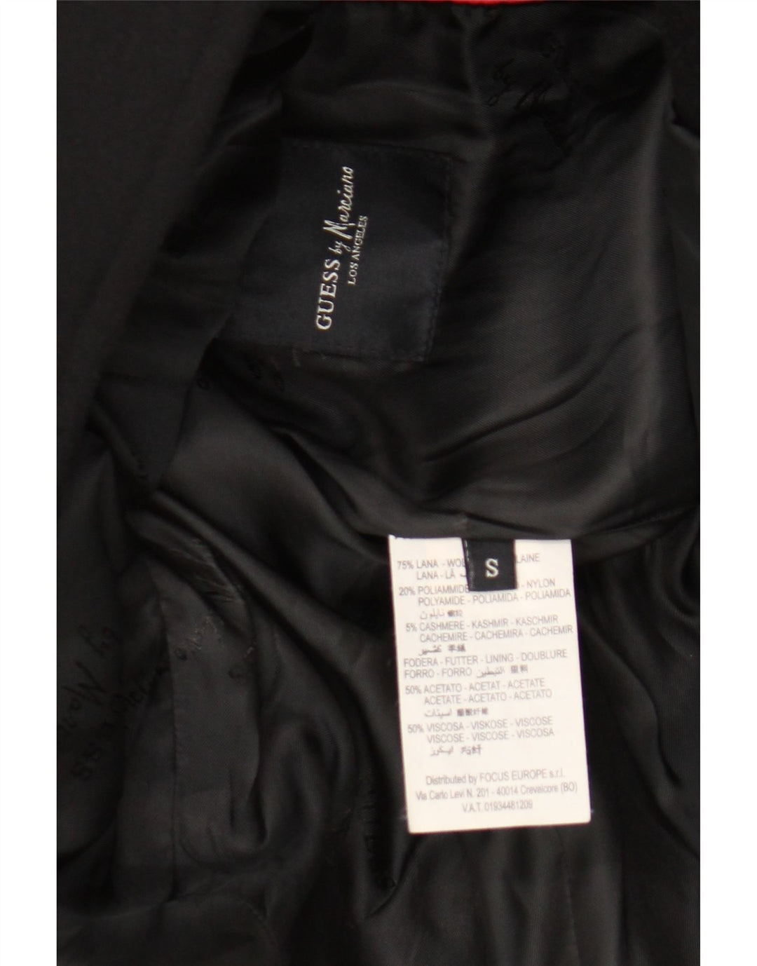 Guess By Marciano Manteau pour homme UK 36 Petite laine noire