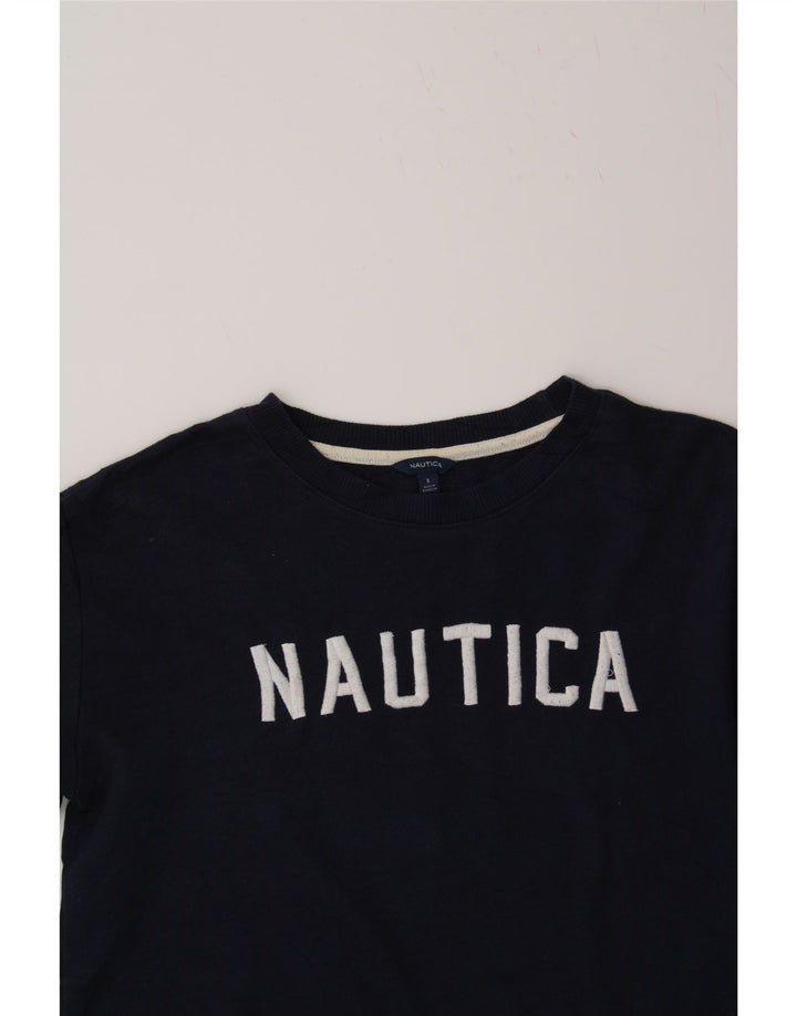 NAUTICA Womens Oversized Graphic Sweatshirt Jumper UK 10 Small Navy Blue Vintage Nautica and Second-Hand Nautica from Messina Hembry 