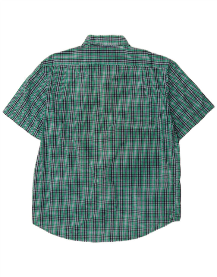 IZOD Chemise à manches courtes pour homme en coton à grands carreaux verts