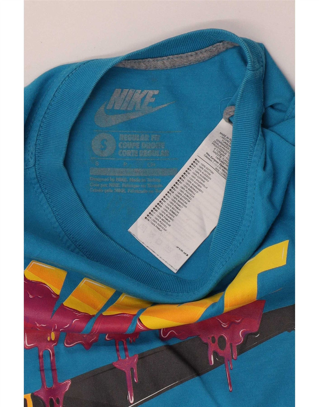 Nike Mens Regular Fit Graphic T-Shirt Top Petit Bleu Coton
