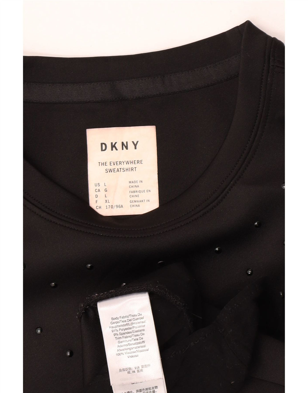 Dkny Sweat-shirt pour femme UK 46 Large Noir Polyester
