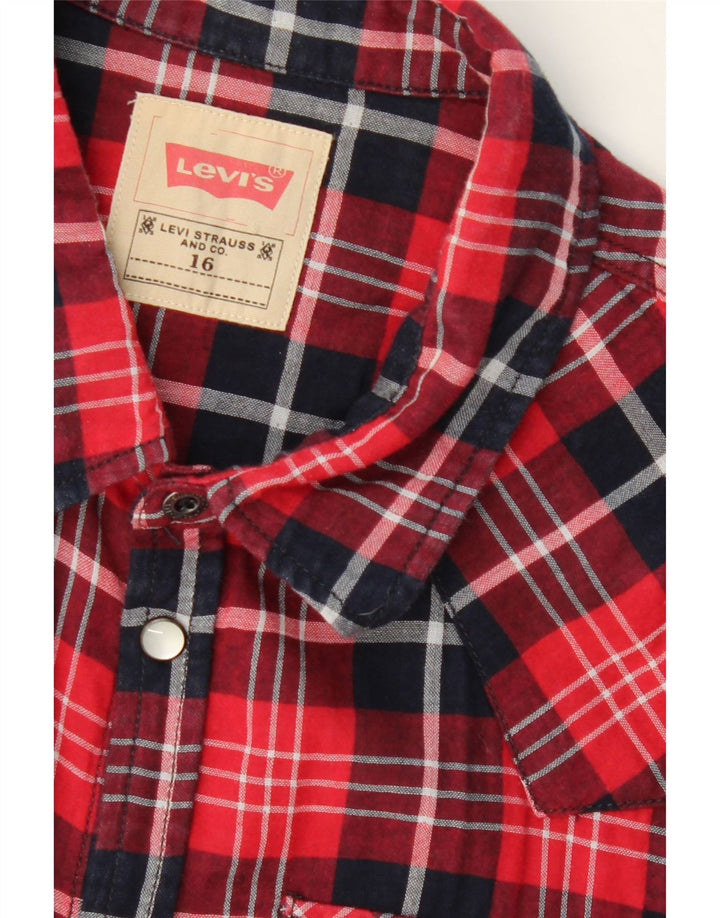 LEVI'S Boys Flannel Shirt 15-16 Years Red Check Cotton Vintage Levi's and Second-Hand Levi's from Messina Hembry 