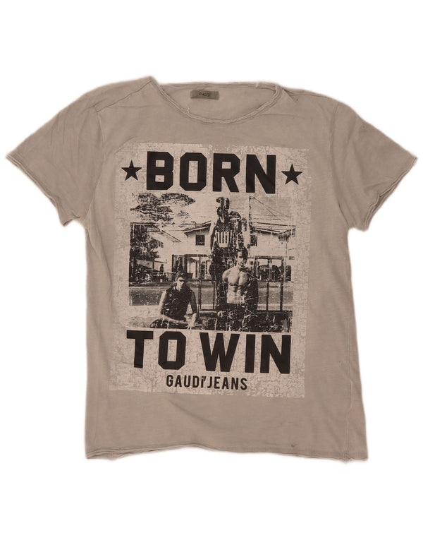 Gaudi Homme T-Shirt Graphique Top Gris Moyen Coton
