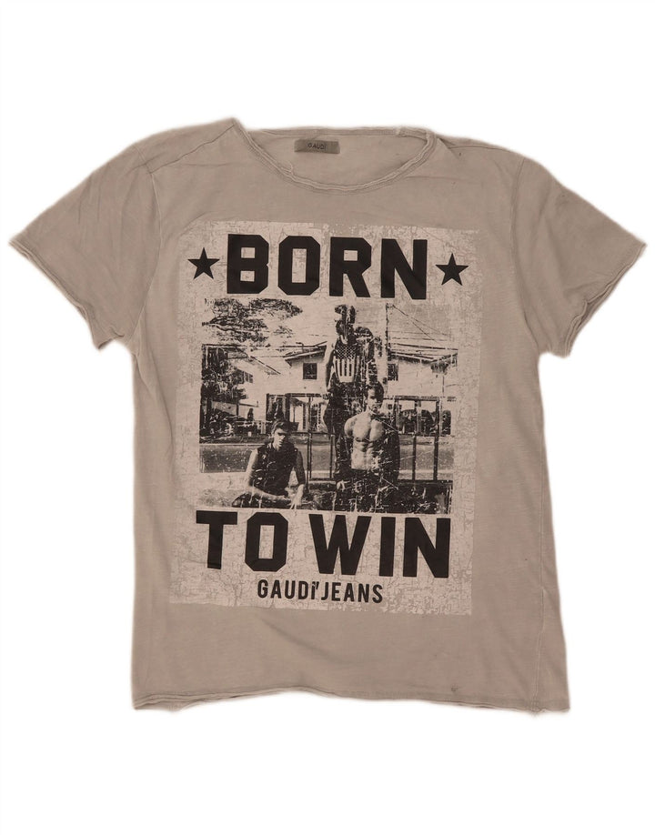 Gaudi Homme T-Shirt Graphique Top Gris Moyen Coton
