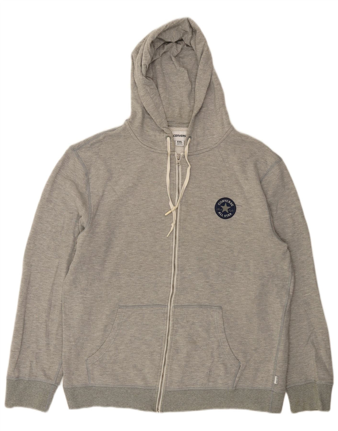 CONVERSE Pull à capuche zippé pour homme 2XL Gris Coton