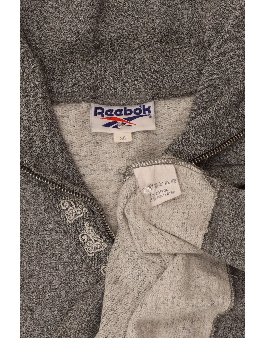 Reebok Sweat-shirt surdimensionné à col zippé pour femme EU 36 Petit coton gris