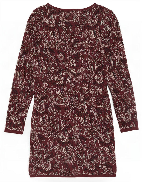 Topshop Robe pull à manches longues pour femme UK 42 Medium Bordeaux Floral