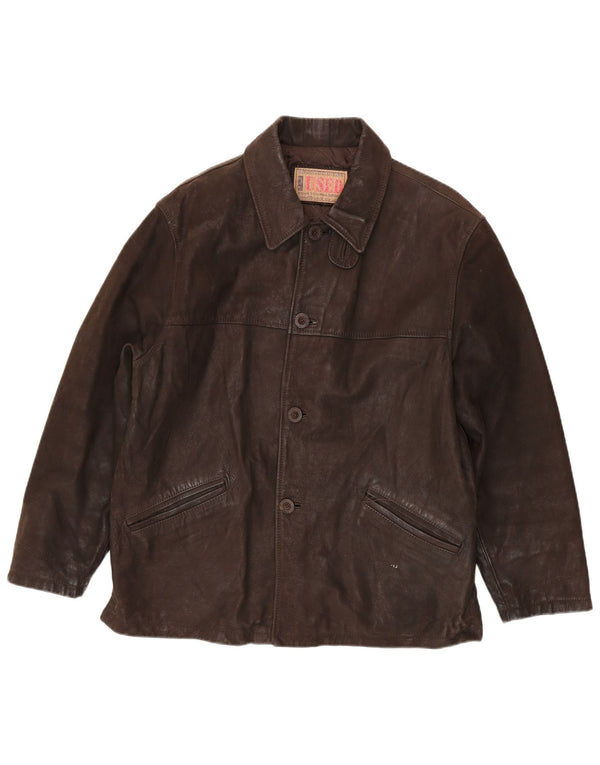 veste en cuir homme vintage IT 48 Marron moyen