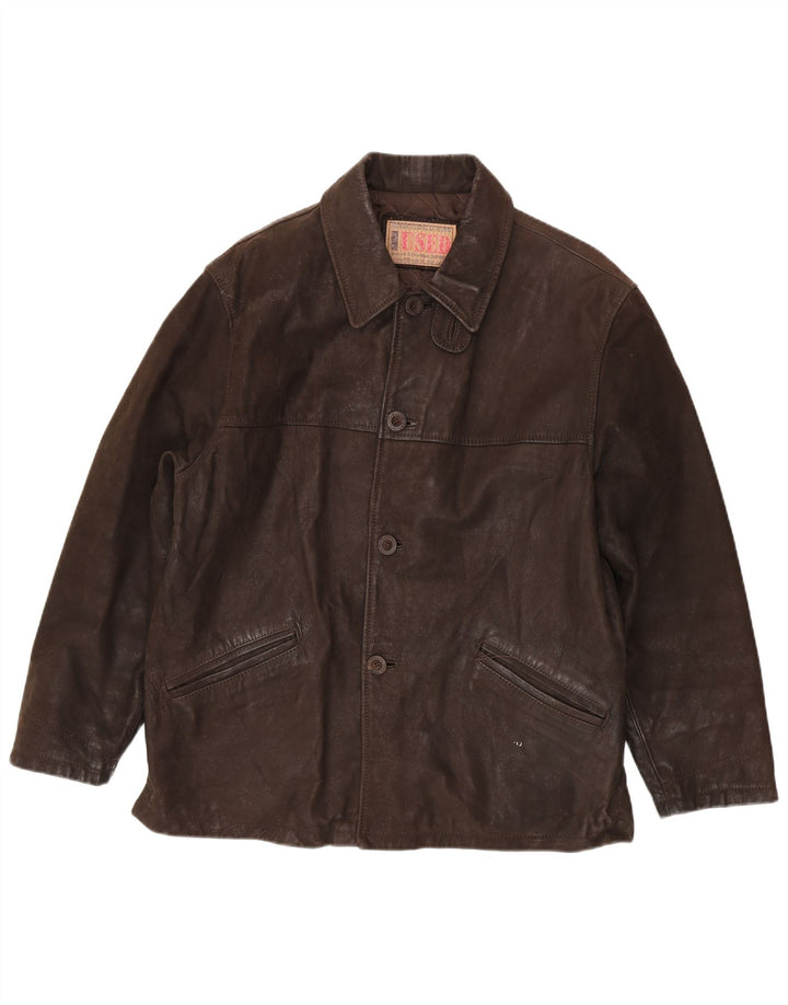 veste en cuir homme vintage IT 48 Marron moyen