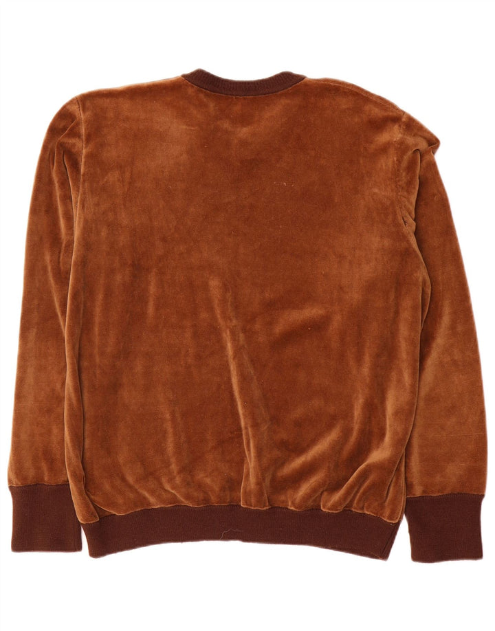 vintage Mens Velour Sweatshirt Jumper Grand Brun