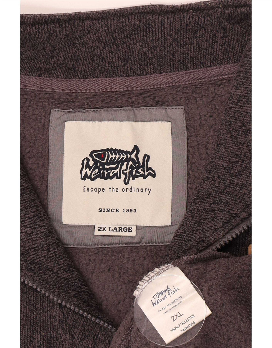 Weird Fish Pull à col zippé pour homme 2XL Gris Polyester