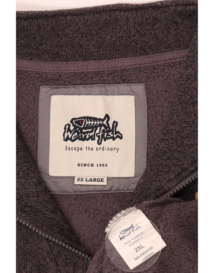 Weird Fish Pull à col zippé pour homme 2XL Gris Polyester