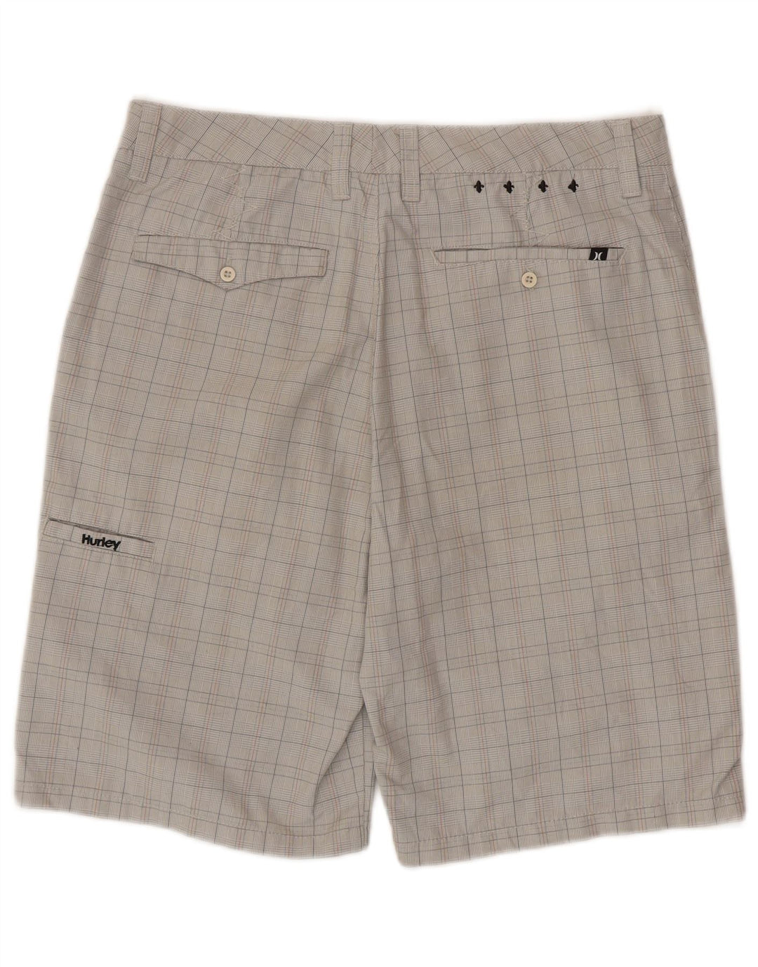 HURLEY Short Cargo Homme W32 Gris Moyen à Carreaux Polyester