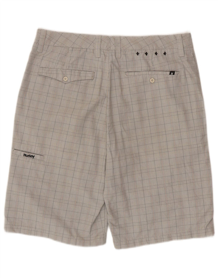 HURLEY Short Cargo Homme W32 Gris Moyen à Carreaux Polyester