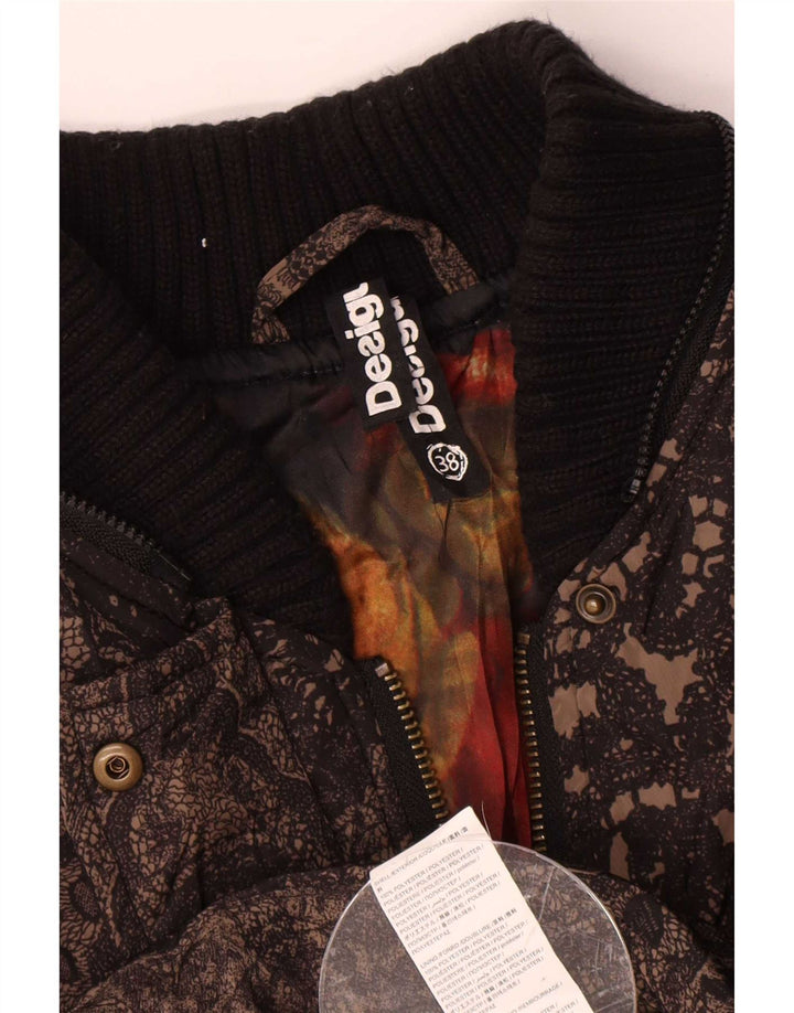 Desigual Veste matelassée graphique pour femme EU 38 Marron moyen Paisley Polyester