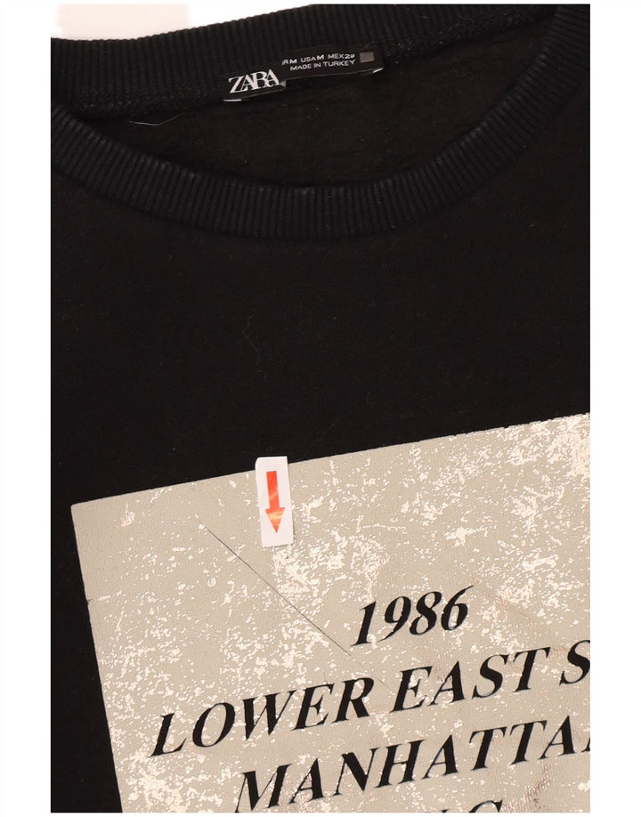 Zara Sweat-shirt graphique pour femme UK 14 Noir moyen