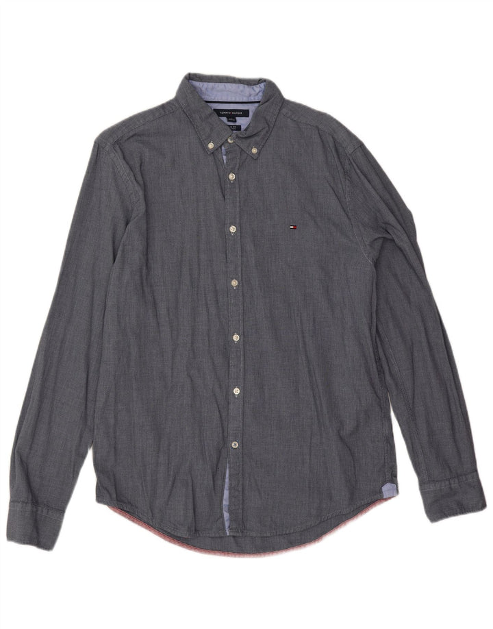 Tommy Hilfiger Chemise Slim Fit pour Homme en Coton Bleu Marine Large