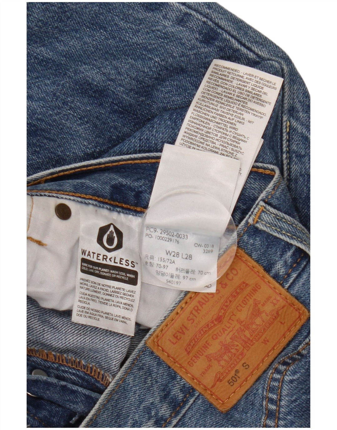 Levi's Jean Droit 501 Homme W28 L28 Bleu Coton