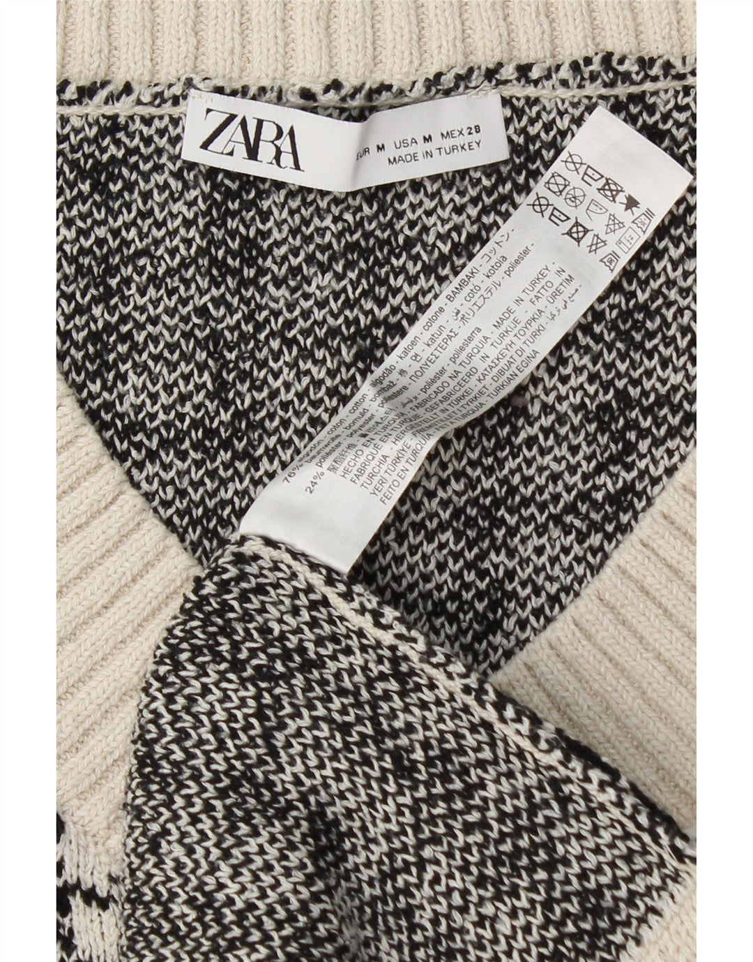 Zara Débardeur surdimensionné pour femme UK 14 en coton pied-de-poule blanc moyen