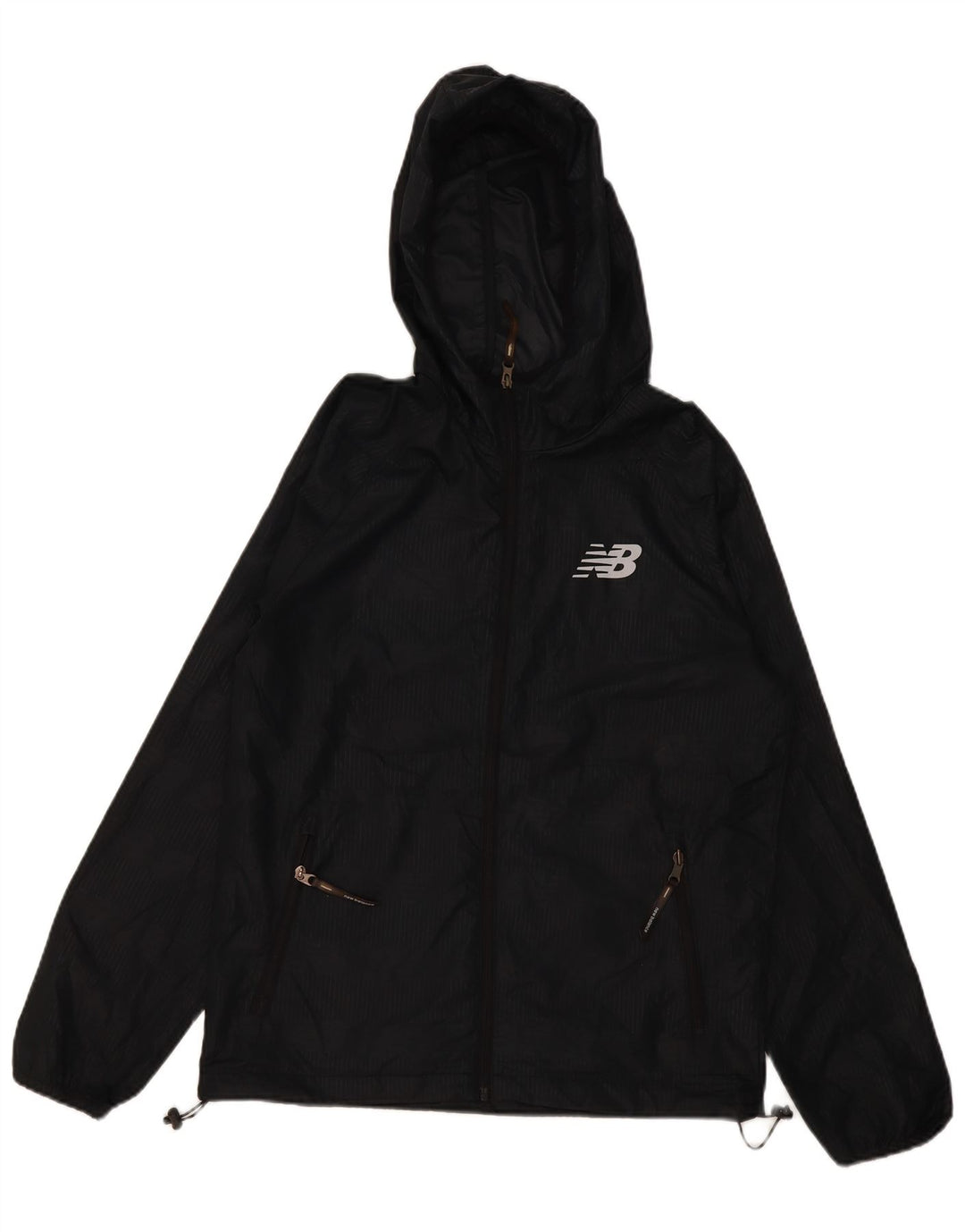 New Balance Veste de pluie à capuche graphique pour homme UK 36 Small Noir Polyester