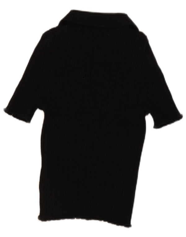 Boden Womens Polo Shirt UK 12 Medium Black Cotton