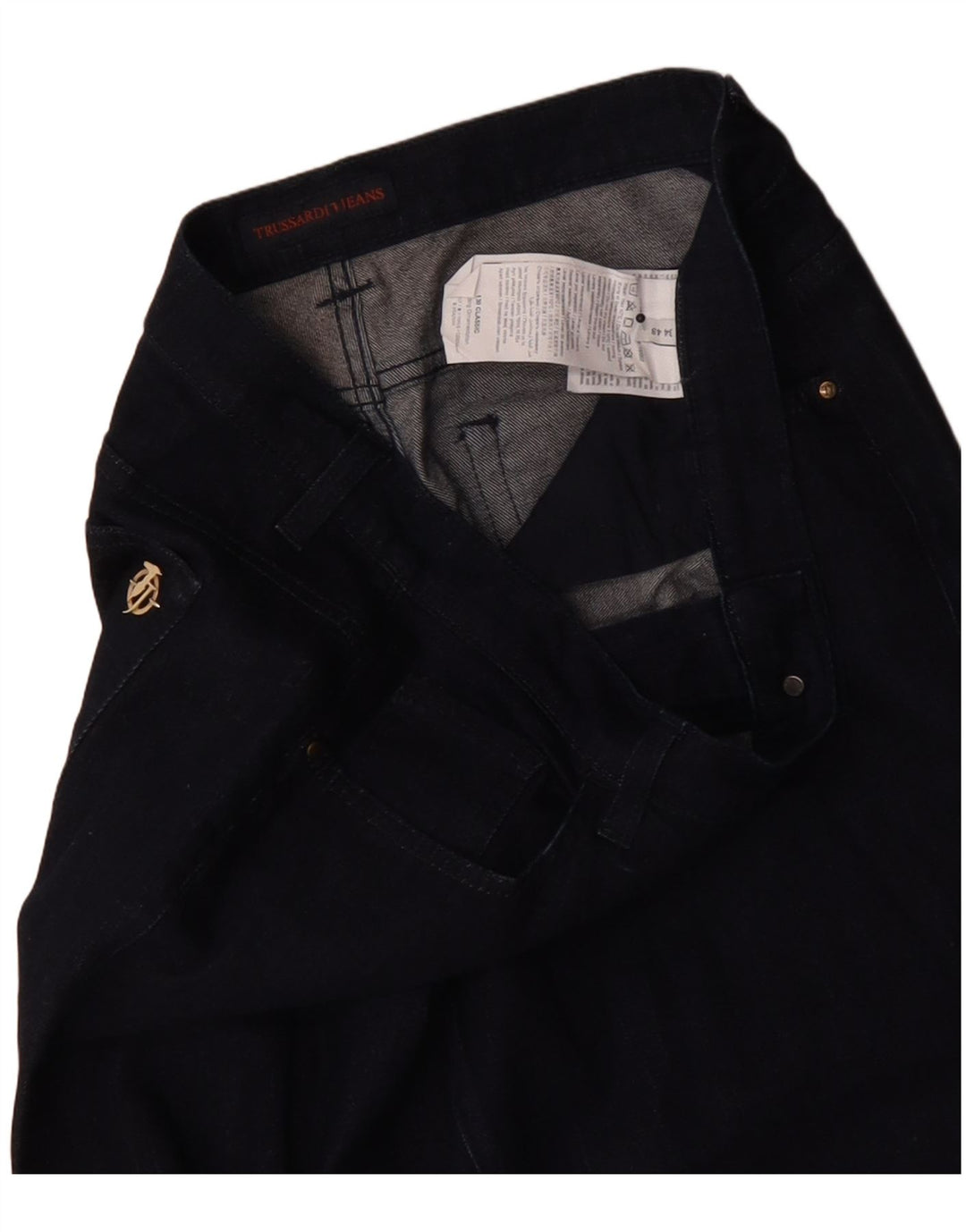 Trussardi Jean droit Femme IT 48 XL W34 L28 Bleu Marine Polyester