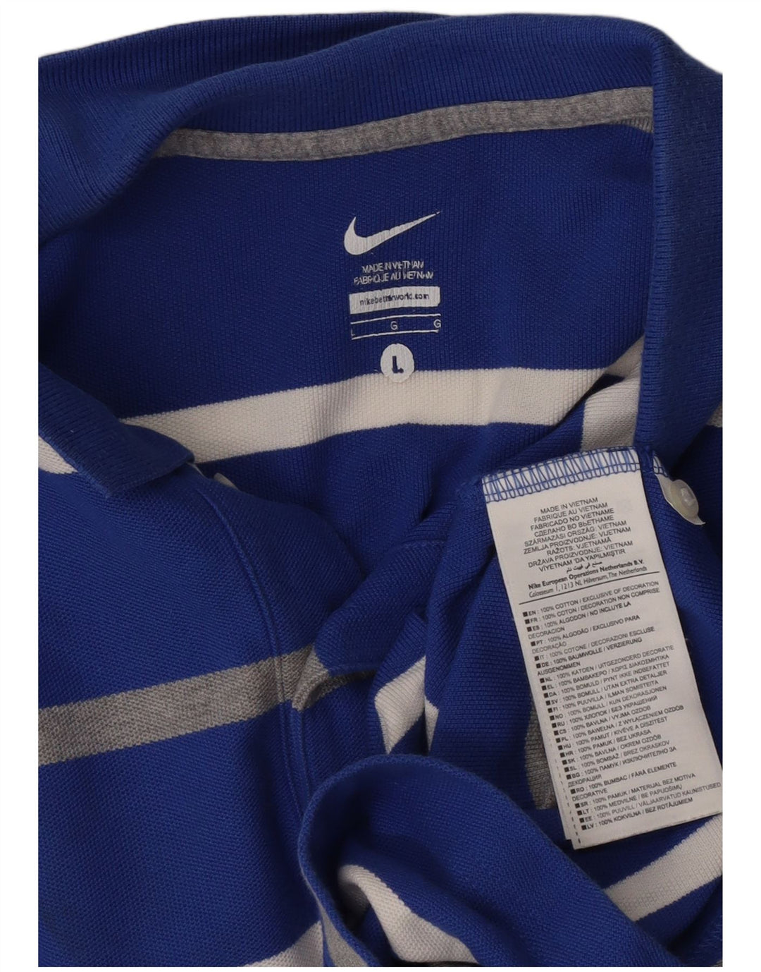NIKE Polo Homme Grand Bleu Rayé Coton