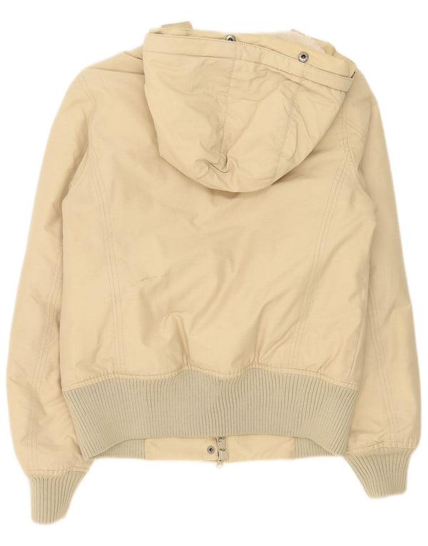Woolrich Veste matelassée surdimensionnée à capuche pour femme UK 10 Petit coton beige