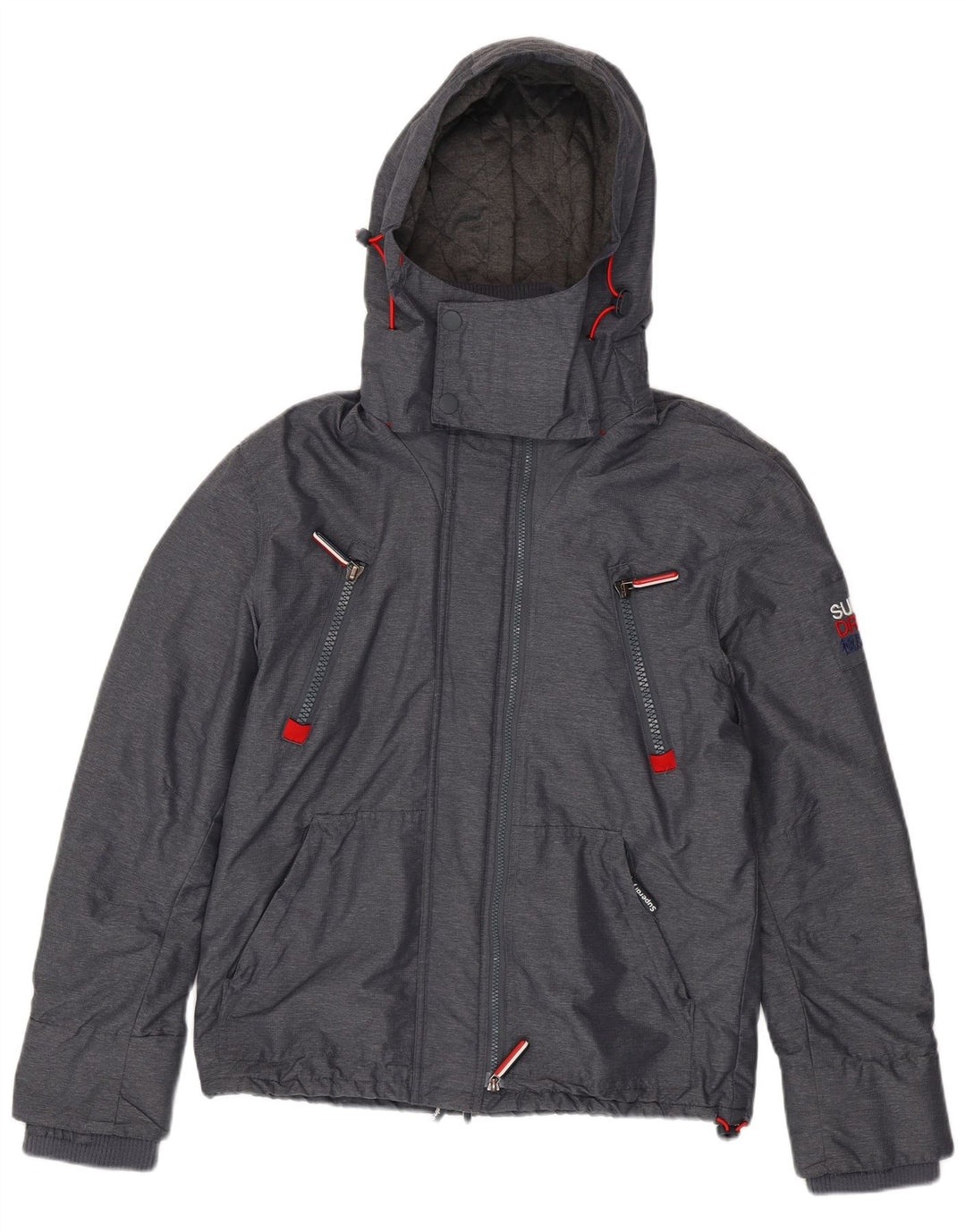 SUPERDRY Veste coupe-vent à capuche pour hommes UK 38 Gris Moyen Polyester