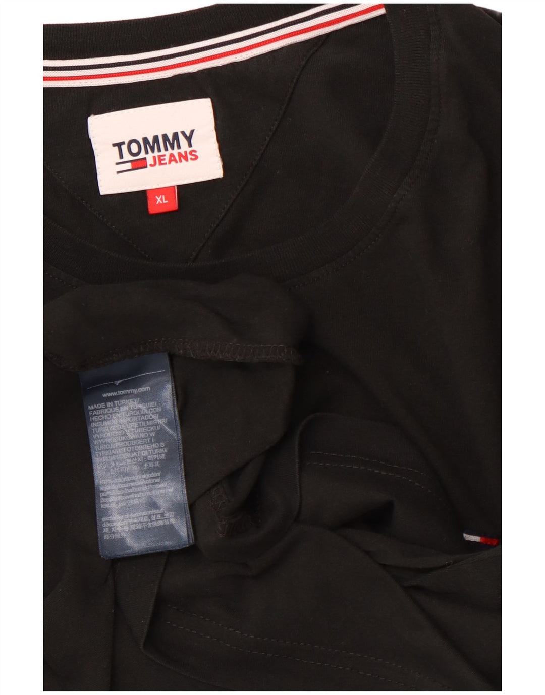 TOMMY HILFIGER T-Shirt Homme Top XL Noir Coton
