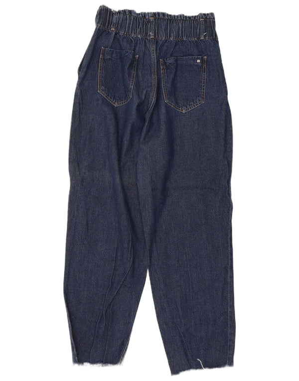Zara Jean ample taille haute pour femme EU 40 Medium W30 L28 Bleu marine Coton