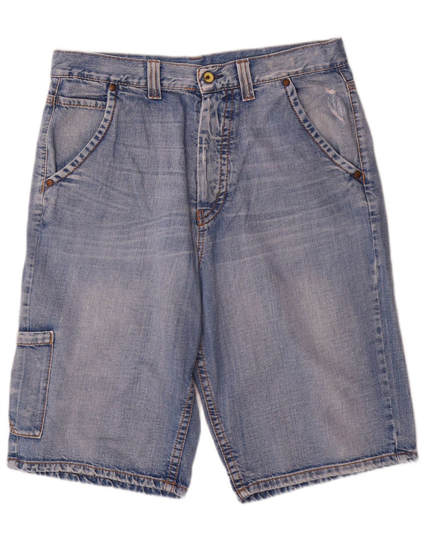 Benetton Short Cargo En Jean W34 Grand Bleu Coton Homme