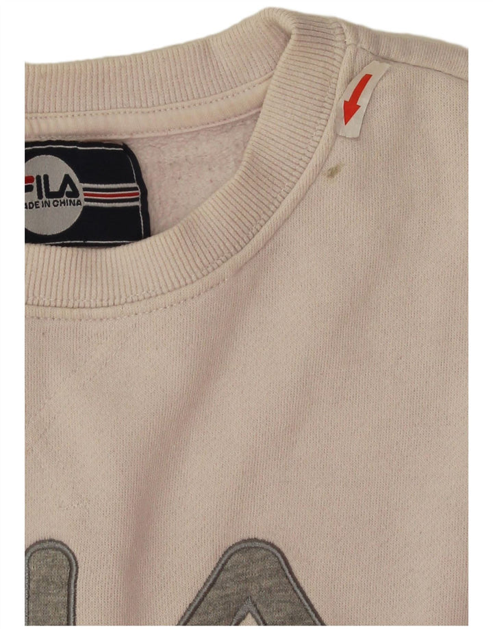 Fila Sweat-shirt court surdimensionné pour femme UK 16 Large Blanc cassé