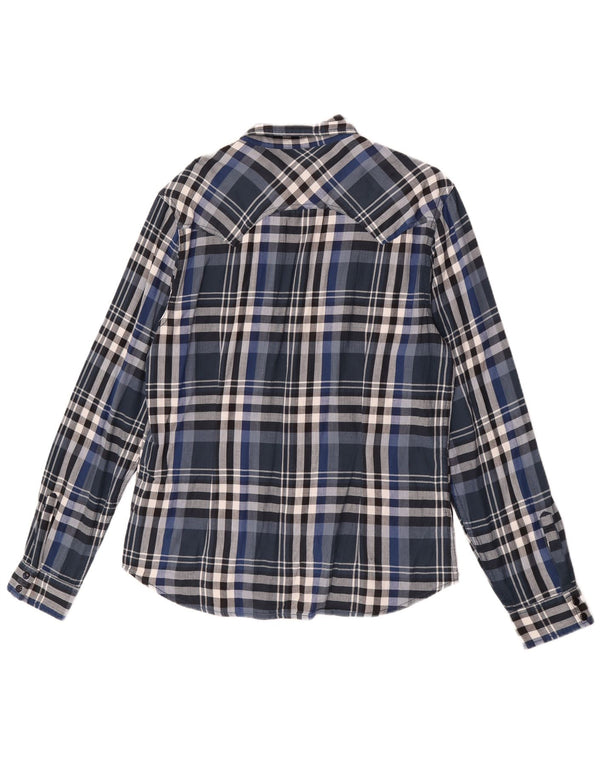 Guess Chemise Slim Fit en Flanelle pour Hommes UK 40 Coton à Carreaux Bleu Marine Moyen