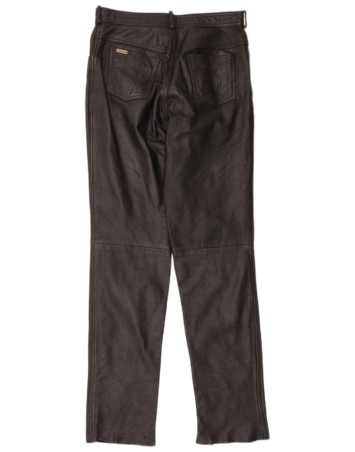 Linus Pantalon slim en cuir pour homme W34 L34 Noir