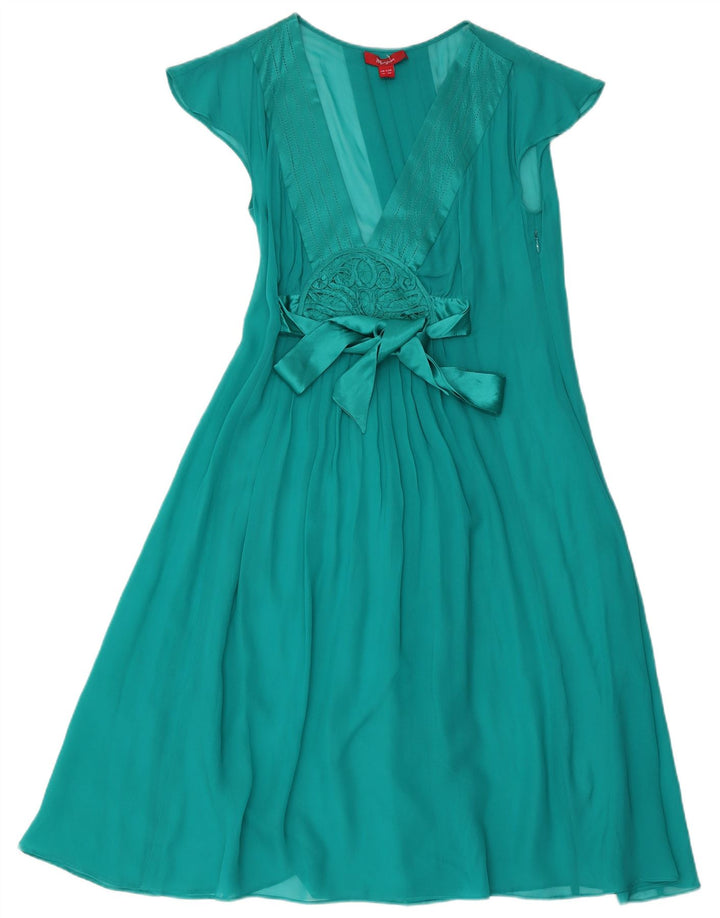 Monsoon Robe Maxi Femme UK 10 Petit Turquoise