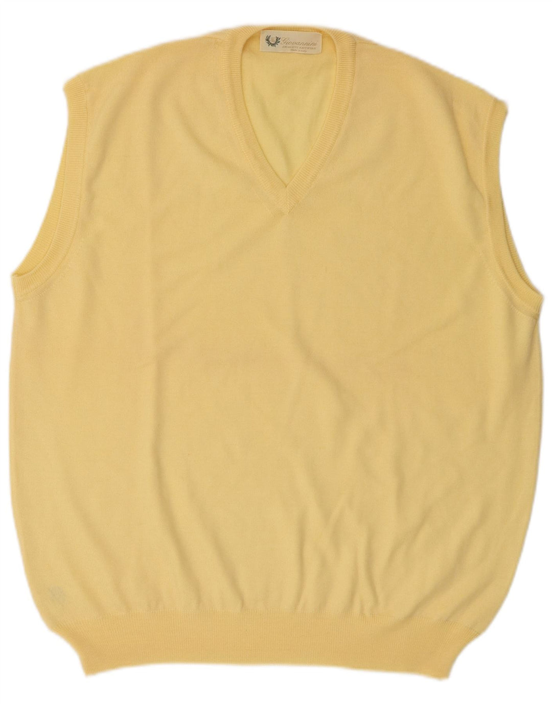 vintage Mens Vest Tank Top IT 52 Grande laine mérinos jaune