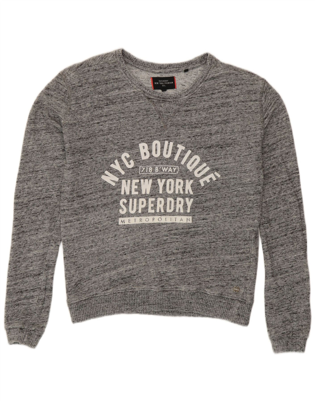 Superdry Sweat-shirt graphique pour femme UK 10 Petit gris moucheté