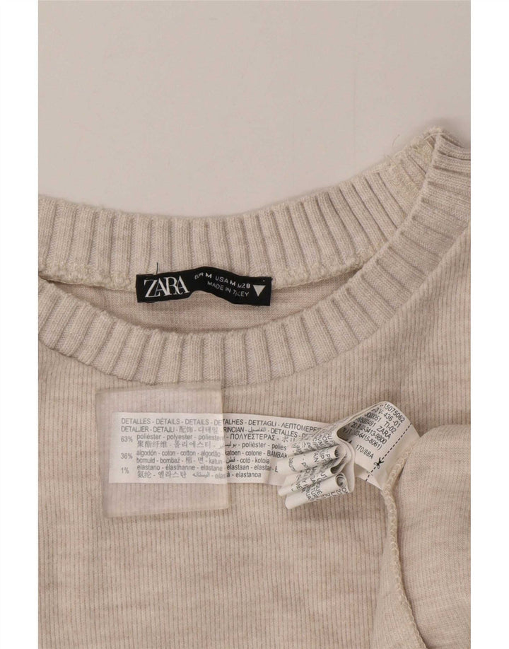 Zara Pull col bateau pour femme UK 14 Gris moyen Polyester