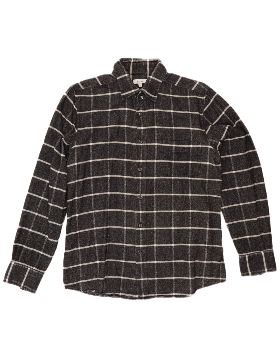 REISS Chemise en flanelle pour femme UK 14 Gris moyen à carreaux en coton