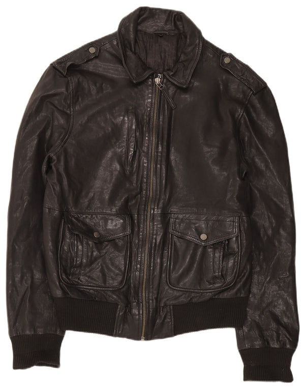 vintage Mens Military Bomber Jacket UK 40 Grand Noir