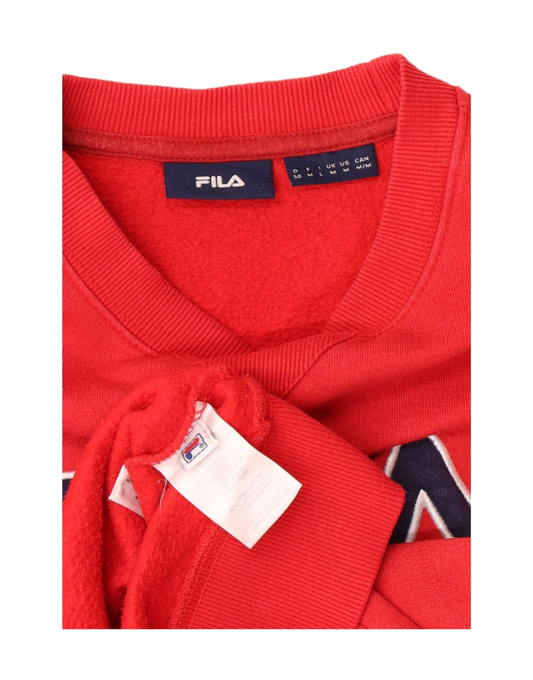 FILA Womens Graphic Sweatshirt Jumper UK 14 Medium Red Cotton Vintage Fila and Second-Hand Fila from Messina Hembry 