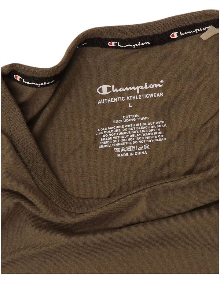 CHAMPION Haut graphique à manches longues pour hommes en coton marron moyen