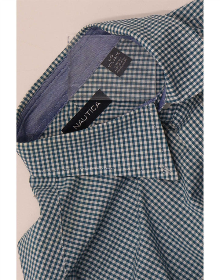 Nautica Chemise Homme Taille 16 1/2 Grand Coton Vichy Bleu